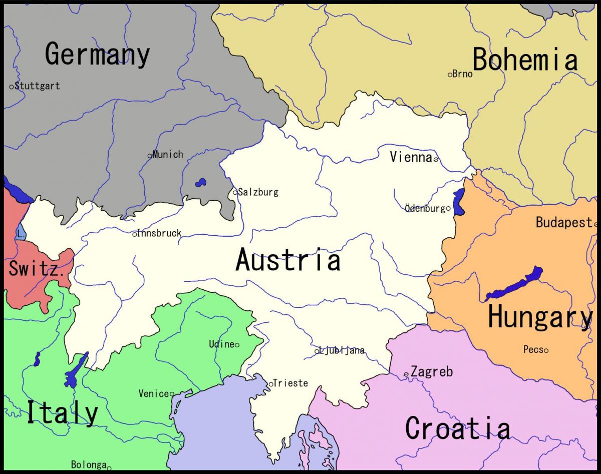 harta e Vjenës dhe zona përreth