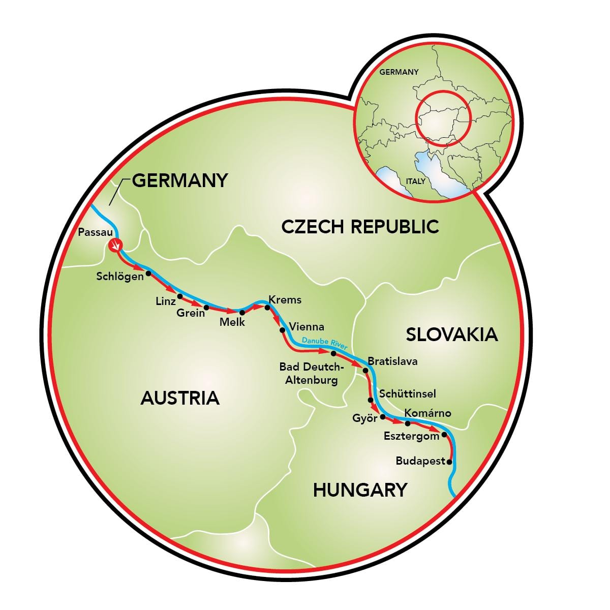 passau Vjenë biçikletë hartë