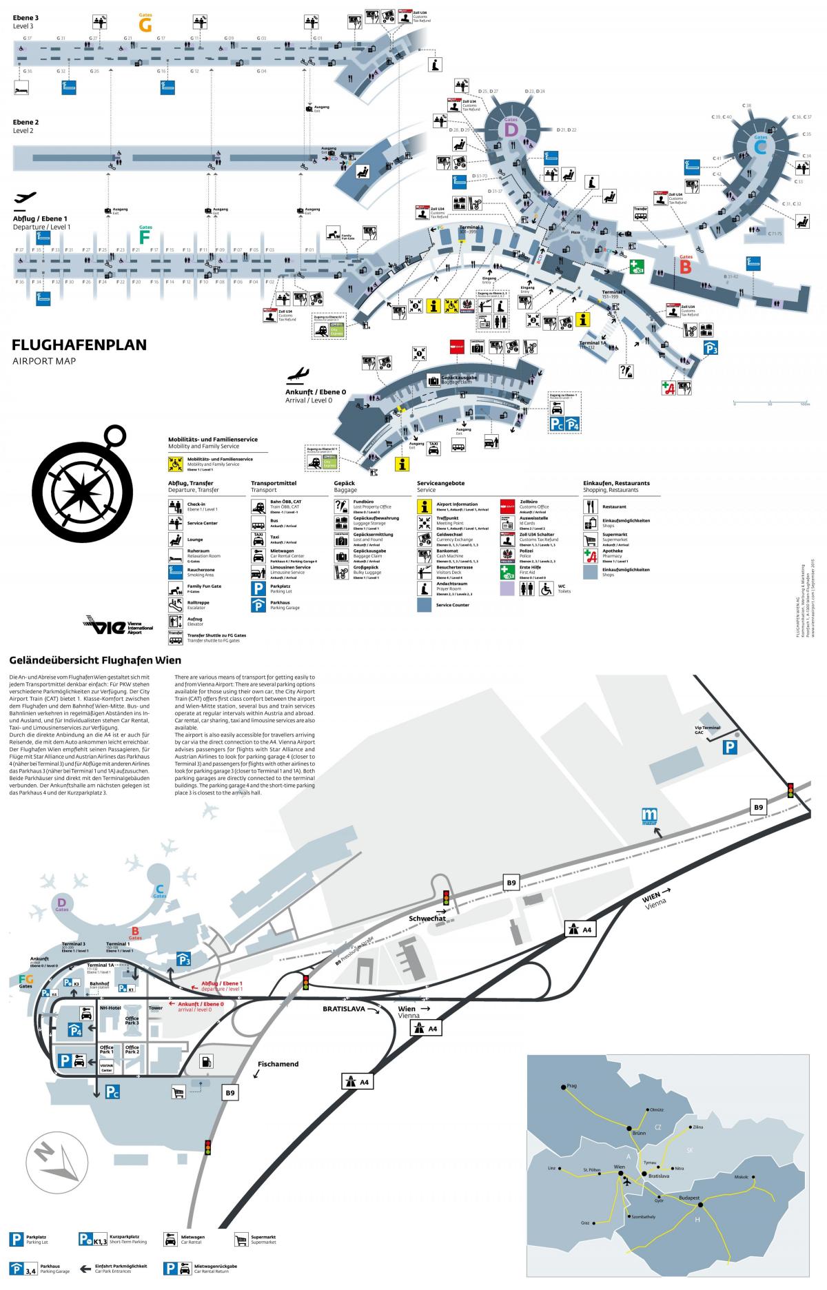 Vjenë aeroporti nisje hartë