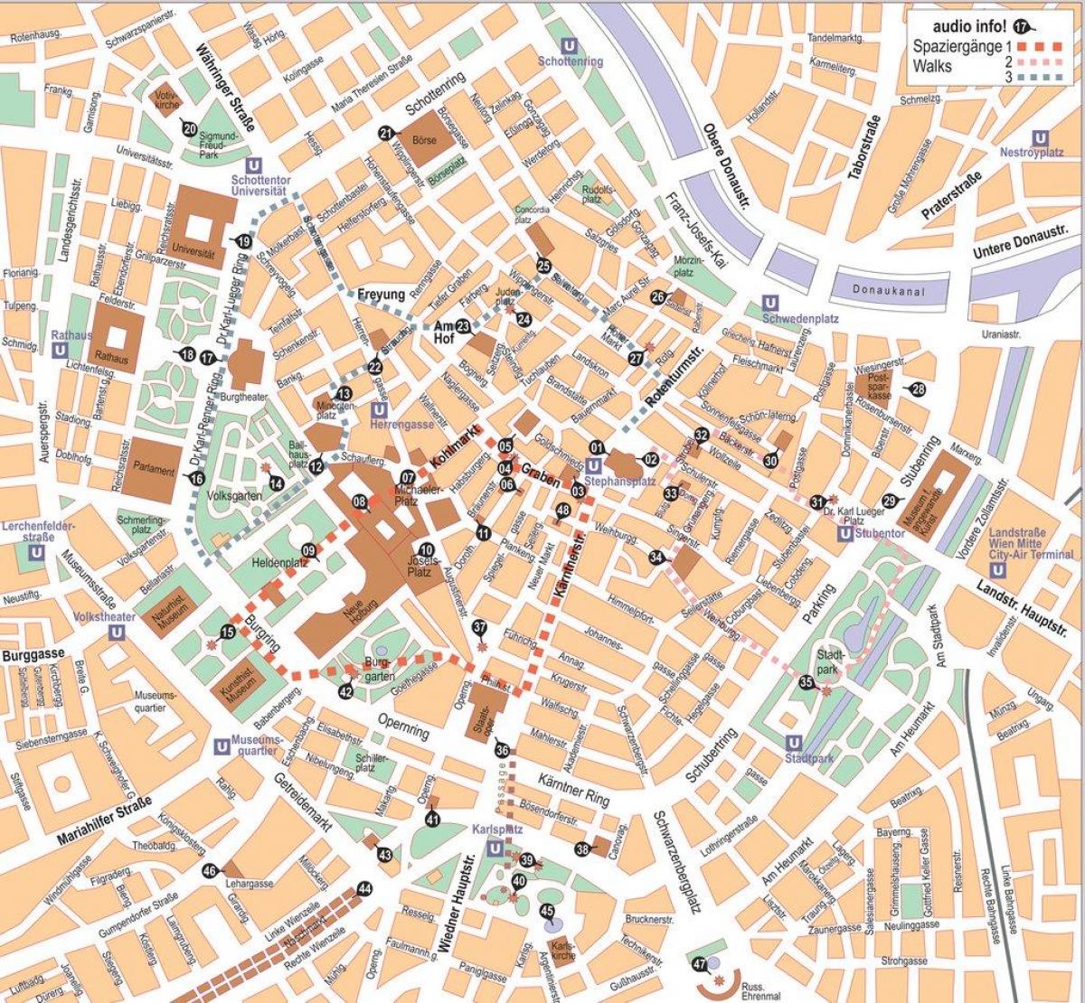 Vjenë, Austri qendër të qytetit hartë