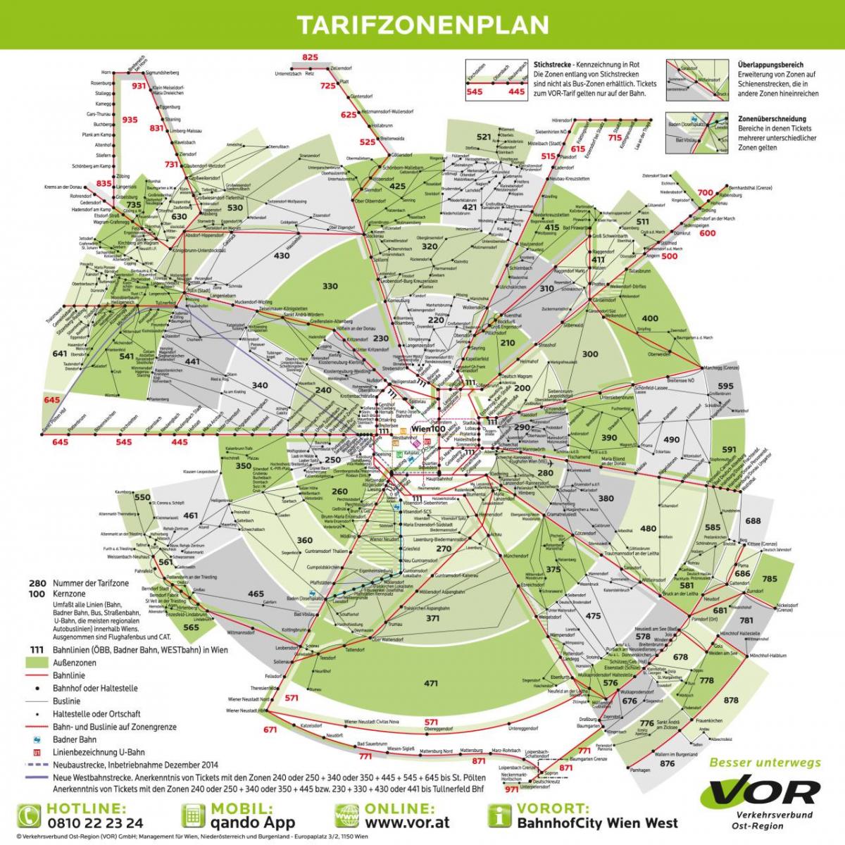 Harta e Vjenës metro zonës 100