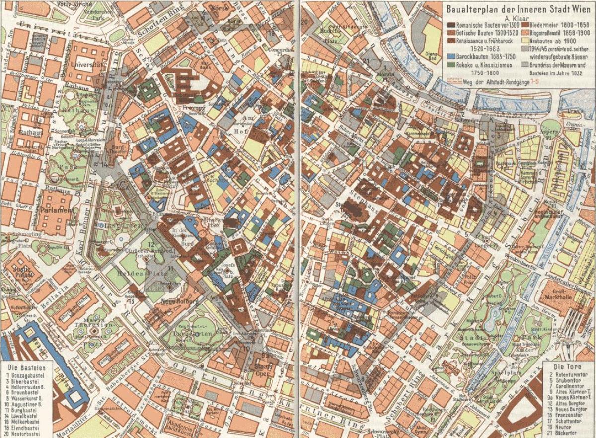Vjenë vjetër hartë të qytetit